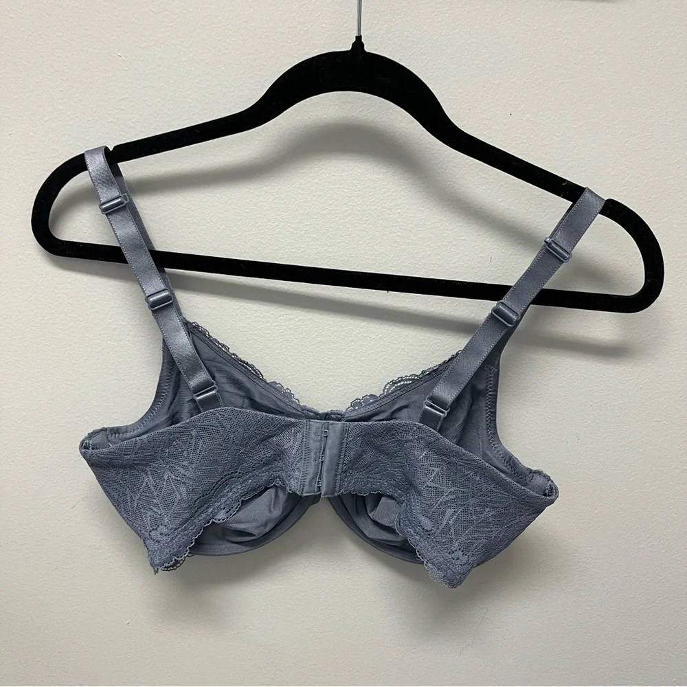 Wacoal Vivid Encounter Lace Underwire Blue Gray Sz 34DDD